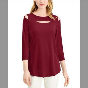 Black Alfani Front-Cutout Cold-Shoulder Top